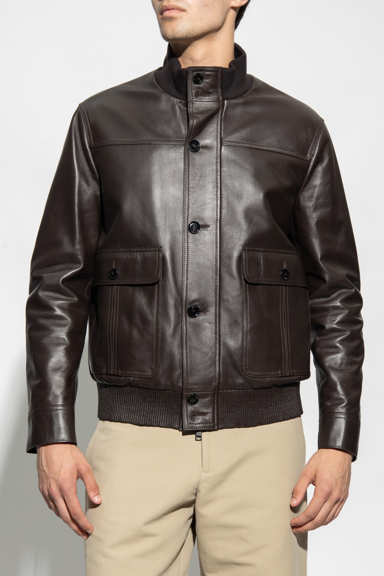 Brioni sale leather jacket